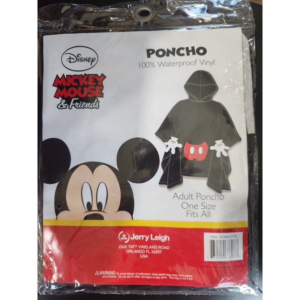 DISNEY Mickey Mouse Jerry Leigh adult poncho NEW!